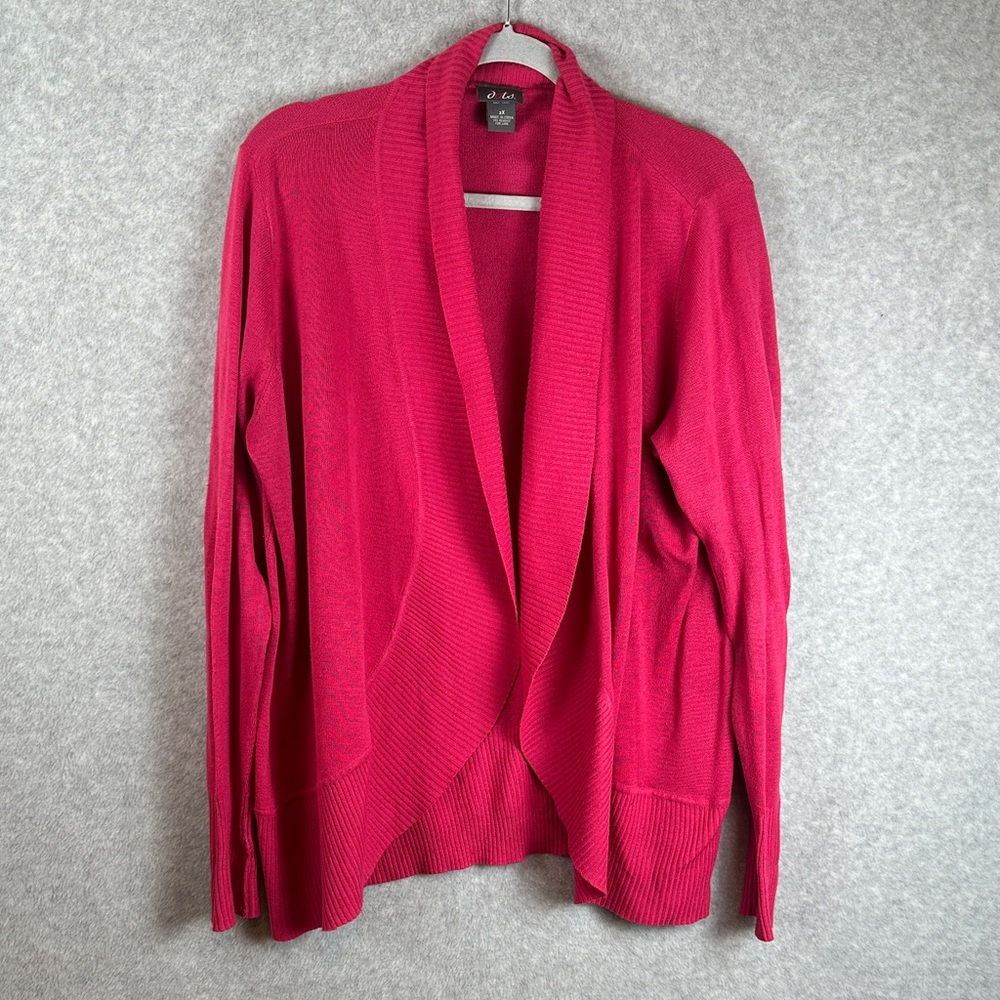 Dots Women's 2X Open-Front Shawl Collar Cardigan Sweater - Hot Pink